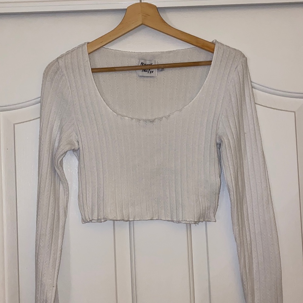 Princess Polly white cropped long sleeve